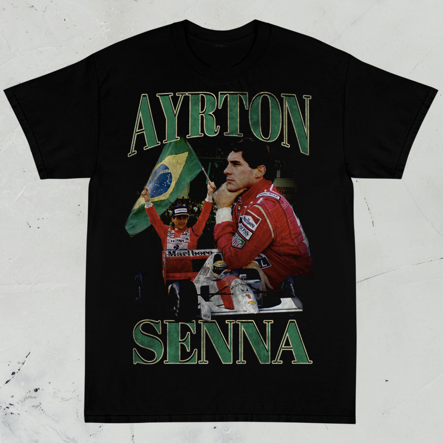 Ayrton Senna Vintage Formula 1 Shirt. Featuring Senna on his Mclaren Racing team.