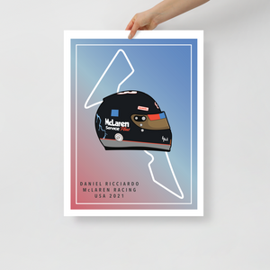Daniel Ricciardo - Mclaren Racing - USA 2021 - Earnhardt Tribute Helmet Poster