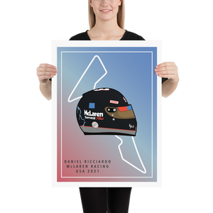Daniel Ricciardo - Mclaren Racing - USA 2021 - Earnhardt Tribute Helmet Poster