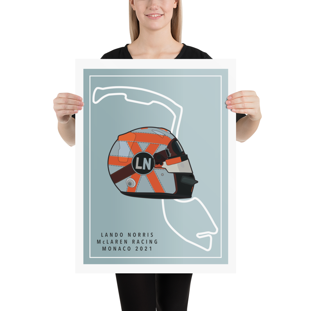 Lando Norris - Mclaren Racing - Monaco 2021 - Gulf Helmet Poster